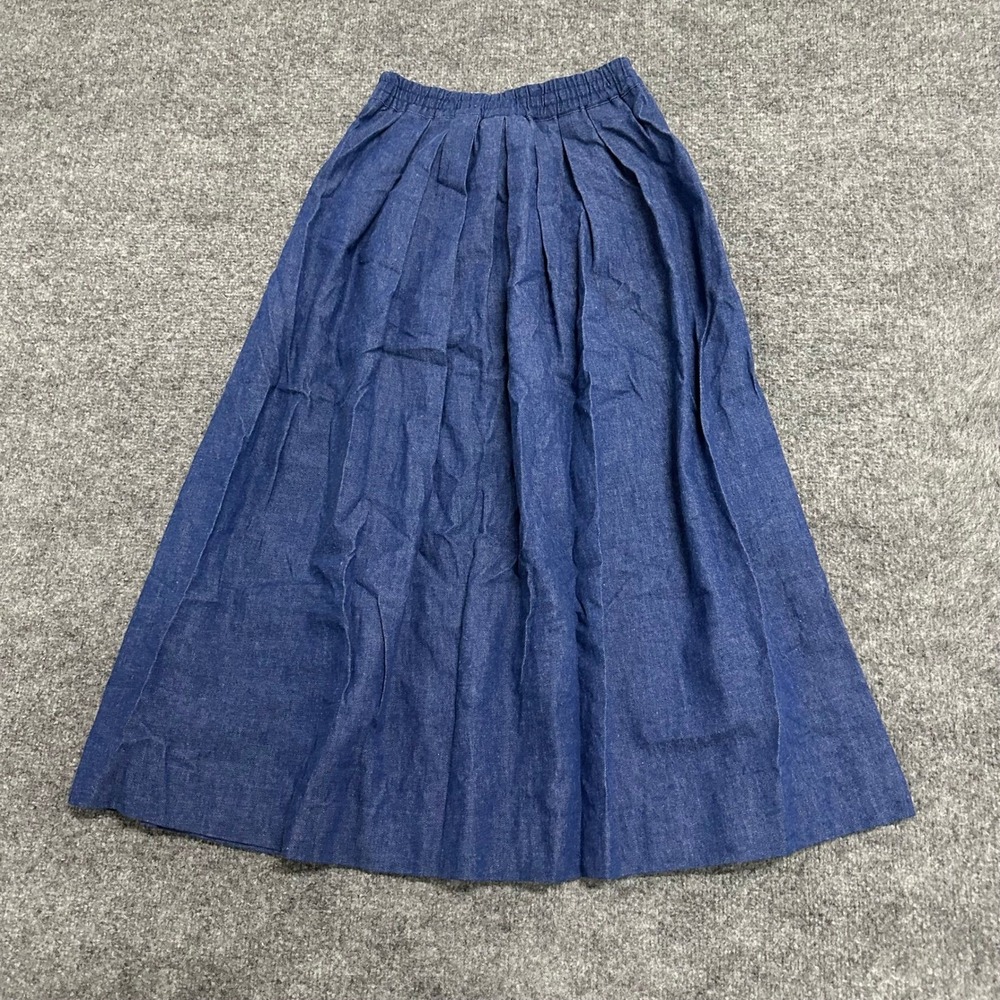 Roberto Orsini Skirt Womens Size 8 Blue Denim Pleated Button Front USA Made Midi